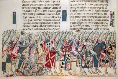 Royal 20 D. I f.221v Xerces expedíció, illusztráció a „Faits des Romains”-ból, 1340 körül (vellum) alkotó: Perrin Remy