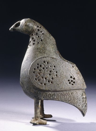 Madár formájú perzsa bronz füstölő, XII alkotó: Persian School