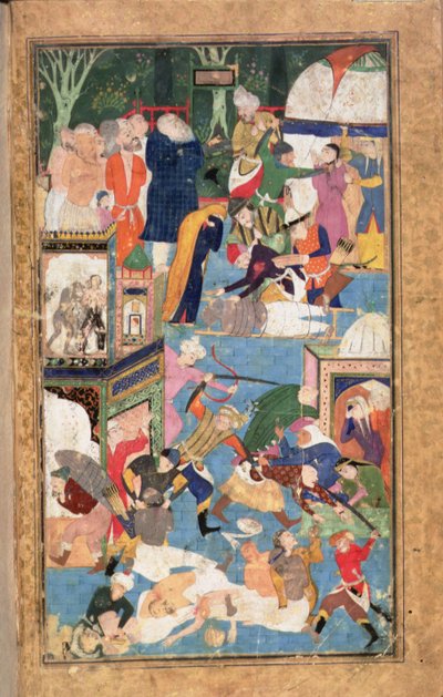 Add hozzá a 22703 fol.52v Iszfahán kifosztása 1387-ben, amely bemutatja Timur csapatainak fosztogatását, kifosztását és gyilkosságát alkotó: Persian School