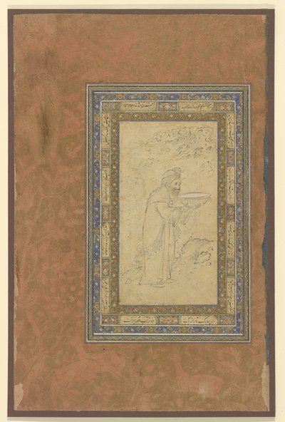 Egy idős férfi tálat visz, 1610-15 körül alkotó: Persian School