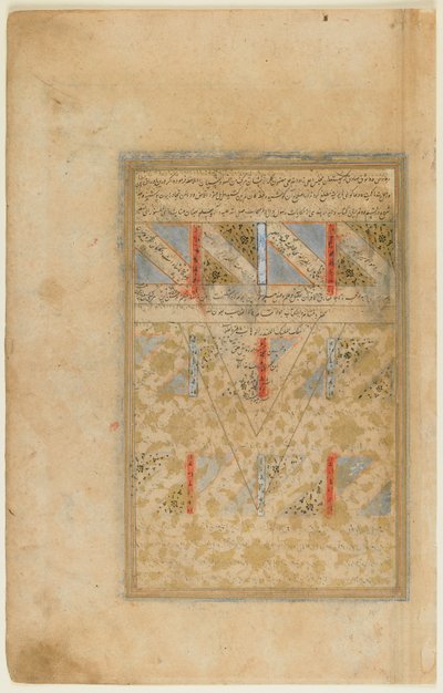 Fólió a Rawdat al-safáról (Tisztaság kertje), Mirkhwand (megh. 1498) Shiraz, Irán, Szafavida időszak, 1571-72 (átlátszatlan akvarell, tinta és arany papíron) alkotó: Persian School