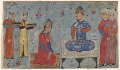 Fólió egy Shahnamából (Királyok könyve) Firdawsitól (megh. 1020); recto: Sindukht Before Sam, Irán (átlátszatlan akvarell, tinta és arany papíron) alkotó: Persian School