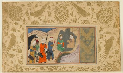 Fólió azonosítatlan szövegből; Iskandar (?) Remete látogatása, Irán, 1500 körül (átlátszatlan akvarell, tus és arany papíron) alkotó: Persian School