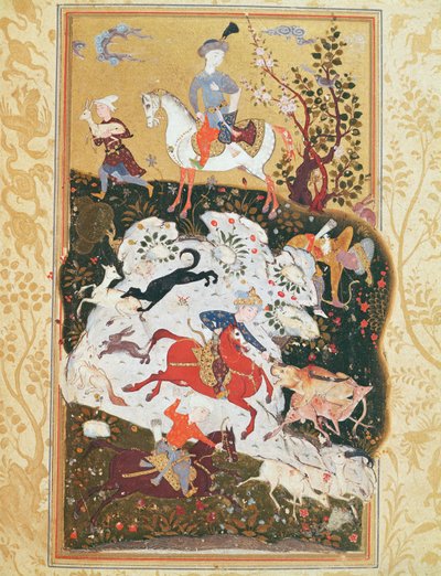 Vadászjelenet a „Szerelem könyvéből”, Safavid-dinasztia alkotó: Persian School