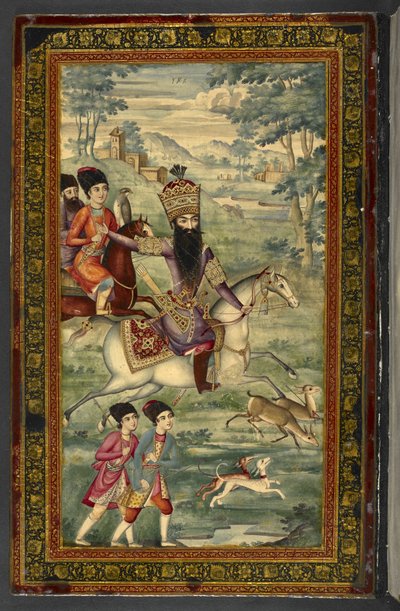 IO Islamic 3558 Fath-Ali Shah Qajar portréja, „Dīvān-i Khāqān”, Fatḥ ʻAlī Shah Qājār (lakkra festve) alkotó: Persian School