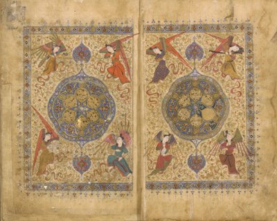 Khamsa (kvintett), Khwaju Kirmani, Shiraz, Irán, Timurid korszak, 1437-38 (átlátszatlan akvarell, tus és arany papíron) alkotó: Persian School