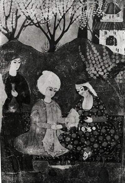 Férfi és egy nő a kertben alkotó: Persian School
