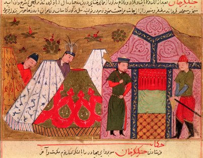 Ms.Sup.Pers.1113. fol. 66v Dzsingisz kán tábora (kb. 1162-1227) Rashid al-Din (1247-1318) könyvéből alkotó: Persian School
