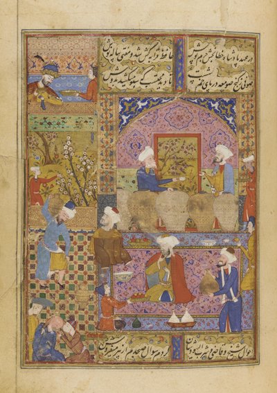 Jelenet egy kocsmában egy dívánból, Hafiz, 1552-53 körül alkotó: Persian School
