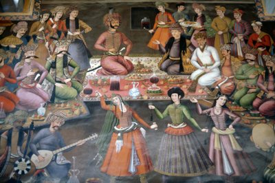 I. Nagy Abbász sah fogadja Nadr Vali Muhammad Khant a bukarai kánságból, fogadóterem alkotó: Persian School