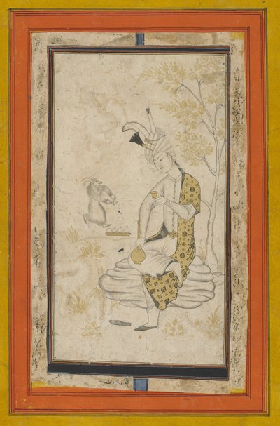 Tahmasp sah sziklán ültem, Safavid-dinasztia (tinta és arany a papíron) alkotó: Persian School