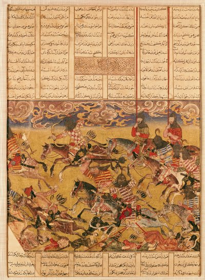 A faramouzi lovasok rohama, illusztráció a „Shahnama”-ból (Királyok könyvéből), Abu