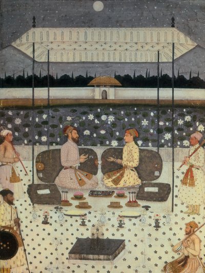 Két mogul herceg éjjel beszélget, 1480-90 körül alkotó: Persian School