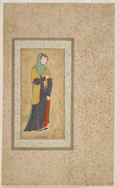Nő virágpermettel, 1595 körül alkotó: Persian School