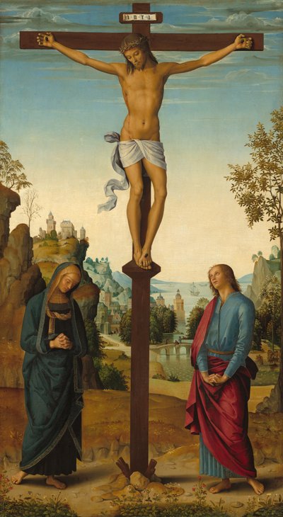 A keresztre feszítés a Szűzanyával, Szent Jánossal, Szent Jeromossal és Szent Mária Magdolnával..., c. 14821485 alkotó: Perugino