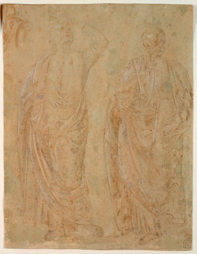 Két álló, terített férfi figura alkotó: Perugino