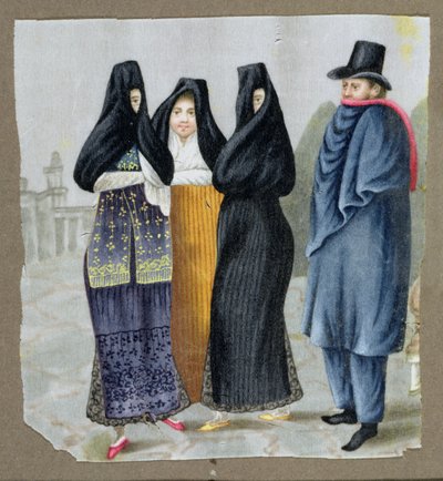 Lima utcáin, 1820 körül (wc papíron) alkotó: Peruvian School