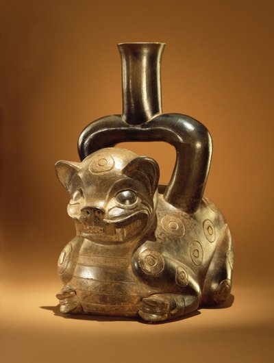 Puma edény, Chavin kultúra, ie 90 körül (kerámia) alkotó: Peruvian School