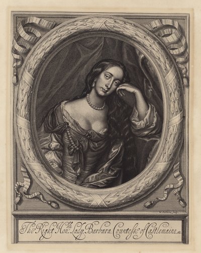 Barbara Villiers, Castlemaine grófnője, II. Károly király szeretője (metszet) alkotó: Peter (after) Lely