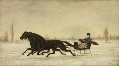 David Marsh a lóvontatású szánban téli tájban, 1880 alkotó: Peter B. West