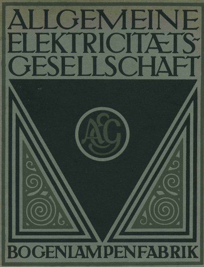 Egy AEG termékismertető címlapja alkotó: Peter Behrens