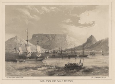 Fokváros és az Asztal-hegy, Sarony és Társai litográfiája, 1855 (kromolitográfia) alkotó: Peter Bernhard Wilhelm Heine