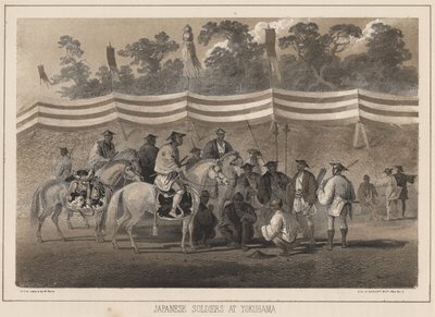 Japán katonák Yokuhamában, Sarony und Co. litho, 1855 (chromolitho) alkotó: Peter Bernhard Wilhelm Heine