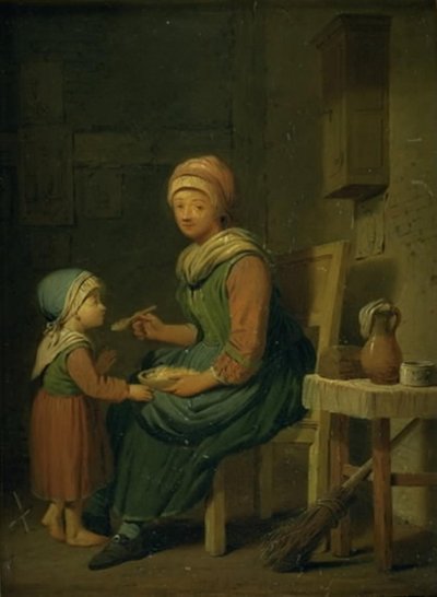 Egy farmer felesége, aki enni ad a lányának alkotó: Peter Cramer