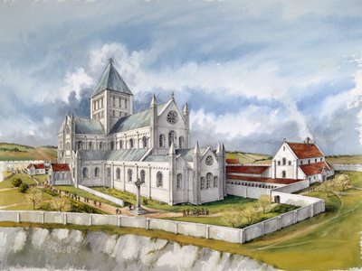 Régi Sarum-katedrális, c1150, c1990-2010 alkotó: Peter Dunn