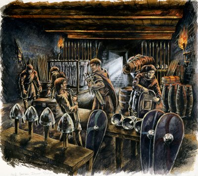 Régi Sarum nagy torony pince, c1130, c1990-2010 alkotó: Peter Dunn
