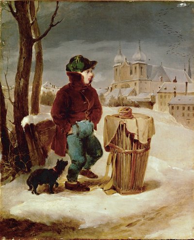 Brezelbub auf dem Glacis - Bécs külvárosában perecet áruló fiú ... alkotó: Peter Fendi
