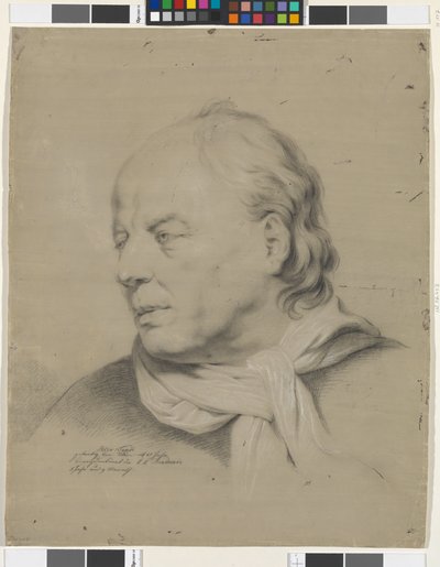Idősebb férfi tanulmányfeje balra néző profilban alkotó: Peter Fendi
