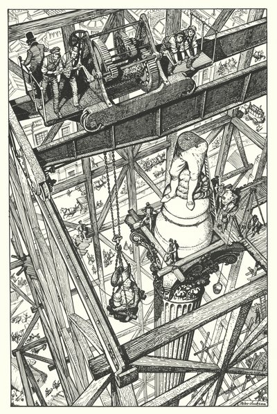 Nelson szobrának felállítása a londoni Trafalgar téren álló Nelson-oszlop tetején 1843-ban (lithó) alkotó: Peter Jackson