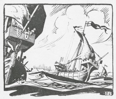 A Cinque Ports flottája kihajózik Doverből (litho) alkotó: Peter Jackson