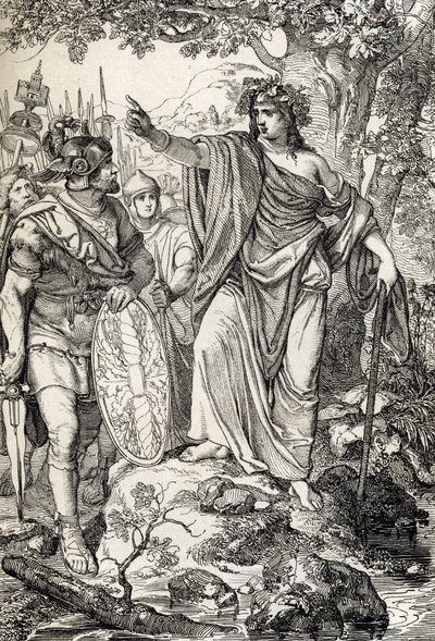 Germanicus hadjáratai: „” Nero Claudius Drusus Germanicus (Kr. e. 38-9) és serege a Weser és az Elba folyók közötti vidékeken találkozik egy fiatal nővel, Kr.e. 12 körül” (Germania meghódítása: regényes Nero Claudius Drusus Germanicus tábornok és hadsereg  alkotó: Peter Johann Nepomuck Geiger
