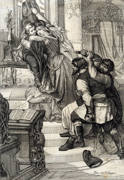 1682-es moszkvai felkelés (1682-es strelci felkelés): Natalja Naricskina cárnő fiát, Péter herceget (1672-1725) védi a strelcek (sztreletek) támadásaitól, Oroszország (1682-es moszkvai felkelés vagy sztrelci Naricsina-felkelés: Nasarshina-felkelés alkotó: Peter Johann Nepomuck Geiger