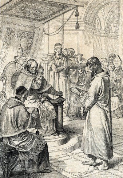 Az invesztíciók zűrzavara, Canossa bűnbánata: Canossában IV. Henrik, a Római Birodalom császára (1050-1106) bűnbánó ruhában VII. Gergely pápa (Hildebrand: 1015/20-1085) bocsánatáért könyörög, 1007 januárjában tiszteletreméltó jóvátételt7 ” (A wal alkotó: Peter Johann Nepomuck Geiger