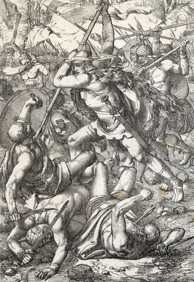 Pelage, a hódító (Pelagius vagy Pelayo) (meghalt 737) Asztúria királyának ábrázolása, diadalmaskodott a szaracénok ellen, 719 Covadonga, Spanyolország alkotó: Peter Johann Nepomuck Geiger
