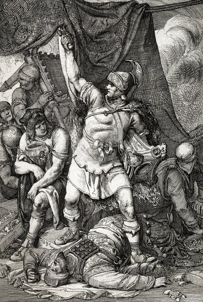 Római ókor: „” Jeruzsálem elfoglalása”” Jeruzsálem római ostromának ábrázolása i.sz. 70-ben, a várost Titus császár csapatai kifosztották és Jeruzsálem második temploma detruit”” (Jeruzsálem pusztulása és a templom Titusz alatt alkotó: Peter Johann Nepomuck Geiger