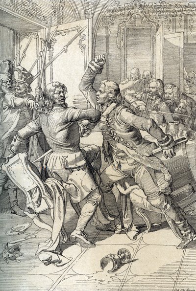 Streltsy-lázadás: a strelci ezredek (sztreletek) tagjainak letartóztatása, miután 1698-ban felmentették őket Nagy Péter cár progresszív újításai ellen, Oroszország alkotó: Peter Johann Nepomuck Geiger