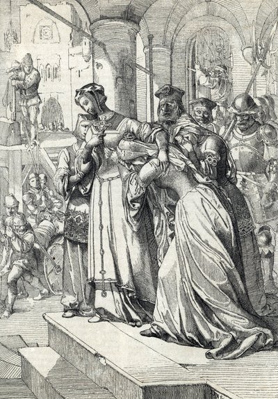 Lady Jane Gray (Jeanne Grey) (1537-1554) kivégzését Jane Gray kivégzése 1554-ben történt a londoni Towerben (Lady Jane Grey kivégzése) Anton Ziegler „Historische Memorabilian des In-und Auslandes” című tollrajza. alkotó: Peter Johann Nepomuck Geiger