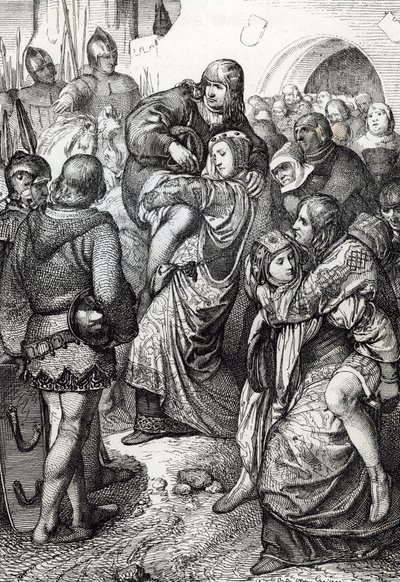 A hűséges weinsbergi asszonyok (Treue Weiber von Weinsberg): a III. Hohenstaufeni Konrád által 1140-ben a weinsbergi ostromban legyőzött katonák feleségei a hátukon viszik férjüket, Németország (A hűséges feleségek Weinsberg ostrománál alkotó: Peter Johann Nepomuck Geiger