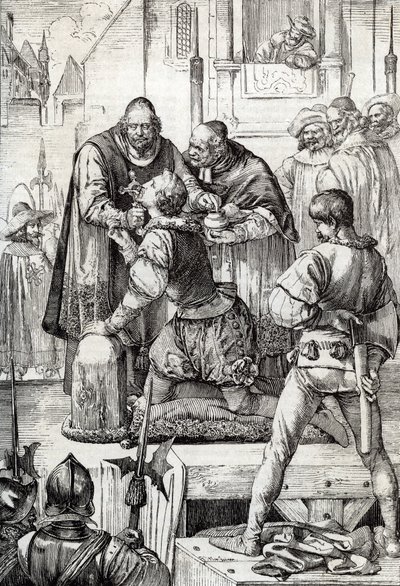 Kilencvenéves háború (vagy Hollandia lázadása) (1568-1648): Lamoral, Egmont grófja, Gavre hercege (1522-1568), holland politikus dekollációja - A Bajok Tanácsa keretében elítélték ( vagy Vértanács) által létrehozott alkotó: Peter Johann Nepomuck Geiger