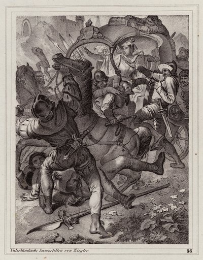 Támadás Eleonóra császárné kísérete ellen alkotó: Peter Johann Nepomuk Geiger