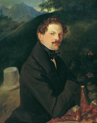 Egy úriember portréja a tájban alkotó: Peter Johann Nepomuk Geiger