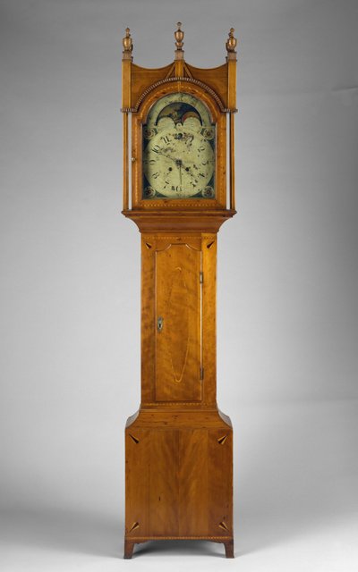 Tall Case Clock, 1815 körül (juhar, cseresznye, sárgaréz és vas) alkotó: Peter Miller