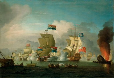 A HMS "Royal James" felgyújtása a solebayi csatában, 1672. május 28. alkotó: Peter Monamy