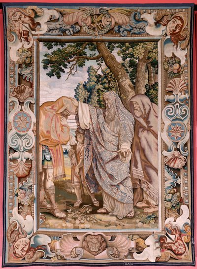 Flamand kárpit. Sorozat Decius Mus konzul története. Valerius megáldja Deciust. A sorozat negyedik kárpitja. PP Rubens modell. ; Gyártás Jan Raes II, Brüsszel. Kb. 1620-1629. Szövet Arany, ezüst, selyem és gyapjú. Mérete 405 x 330 cm. Hely Royal Pal alkotó: Peter Paul (after) Rubens
