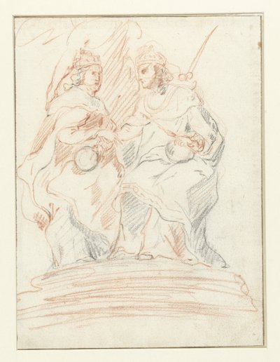 Király és királynő a trónon, mögöttük Fama áll Krisztus és Mária alkotó: Peter Paul Rubens (possibly)