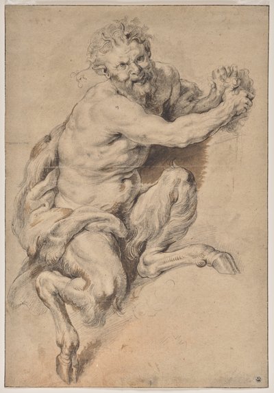 Egy faun, aki megmarkol egy szőlőfürtöt alkotó: Peter Paul Rubens